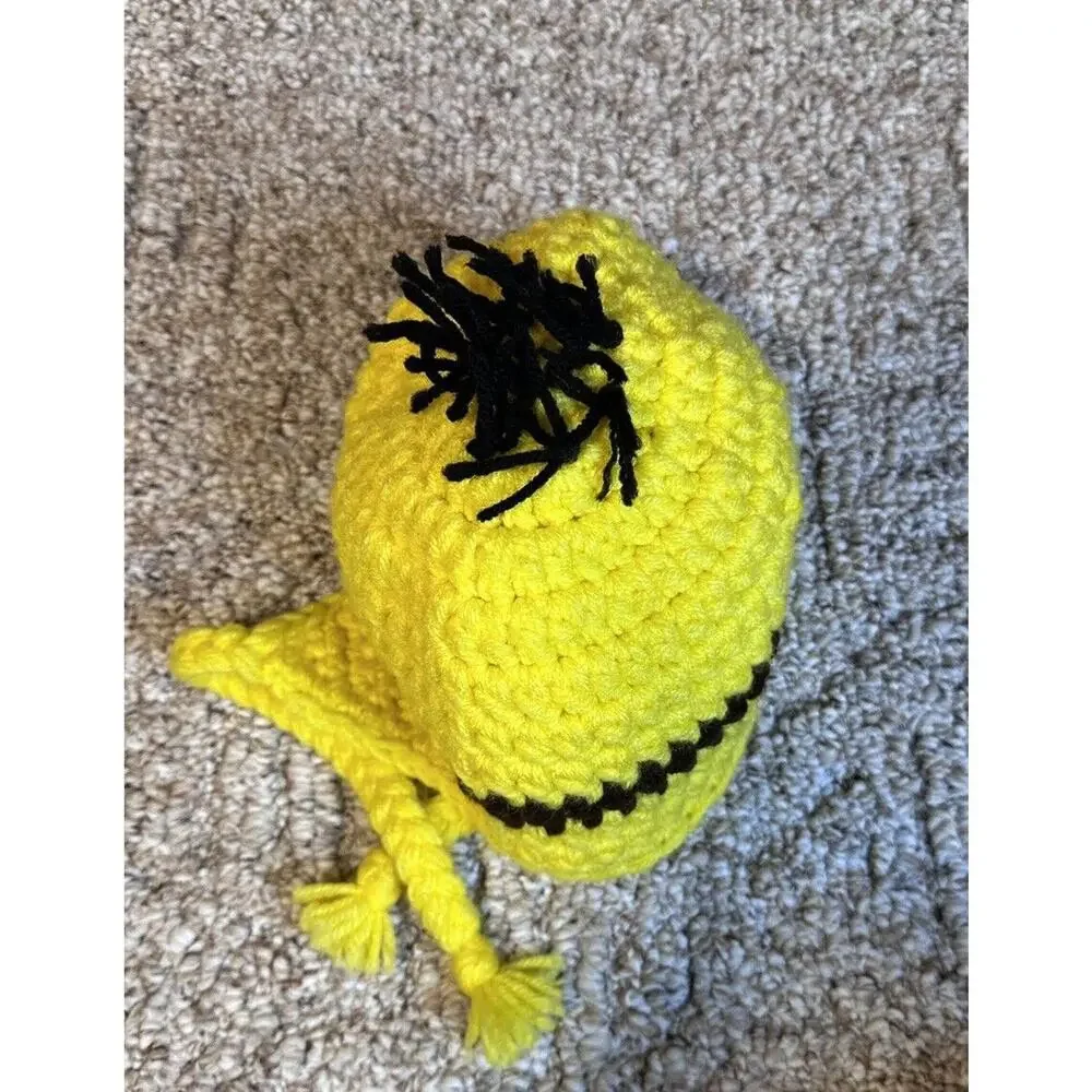 Hand Knit Minion Despicable Me Hat Handmade Yellow Blue Costume Beanie